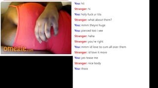 Omegle Black Girl Teases out her Huge Pierced Tits