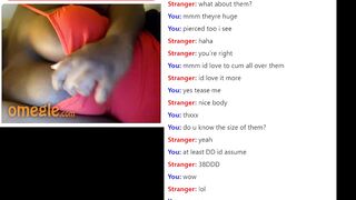 Omegle Black Girl Teases out her Huge Pierced Tits