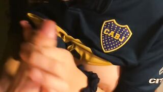 A Fan of Boca Juniors Sucks Cock, wants a Doggy Style Anal and Cum inside