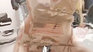 Fit MILF Working out Naked in Gym