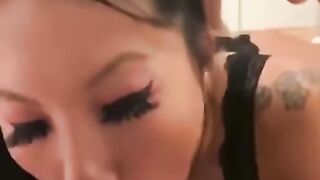 Asa Akira gives Blowjob Jov