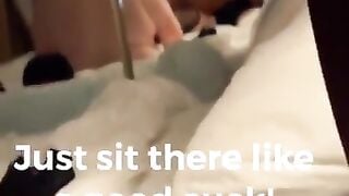 Black Bull Humiliates Cuckold while Fucking his Wife