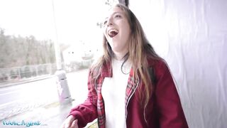 Public Agent Spanish Rocker Gives Blowjob Behind Bus Stop