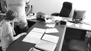 Boss Fucks my Wife at the Office on Hidden Cam. this Secretary is Real Slut