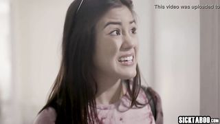 Asian stepdaughter teen having a little wet accident