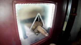 Wife sucks multiple big black cocks at the gloryhole loads