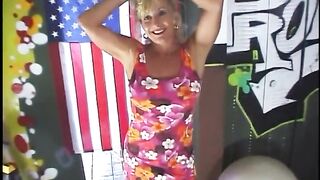 Mature blonde giving head