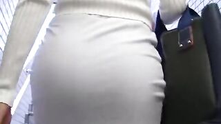 The Young Women in the Workplace is so Charming, and the Tight Skirt has the Print Od Ass