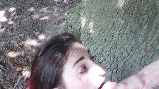 Sexy British Redhead Swallows Big Cock for a Huge Mouthful of Cum in Public