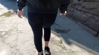 Quaratine Errand Run with Wife in see through Leggings and see thru Shirt