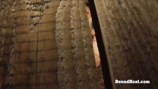 Voyeur Lesbian Slave Peaks Through Floor And Masturbates