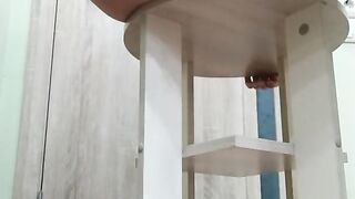 Sat on the Coffee Table and Spread her Legs