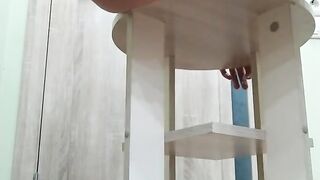 Sat on the Coffee Table and Spread her Legs