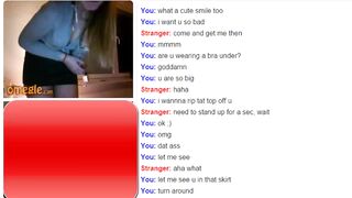 Strawberry Blonde Lifts up Skirt to Show Butt Cheeks - [omegle SluttyStrangers]