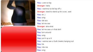 Strawberry Blonde Lifts up Skirt to Show Butt Cheeks - [omegle SluttyStrangers]