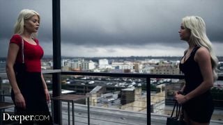 Deeper. Twinlike Blondes Riley & Elsa have Intense Threesome