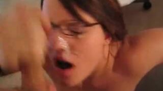 Hot Babe Cummed on Glasses