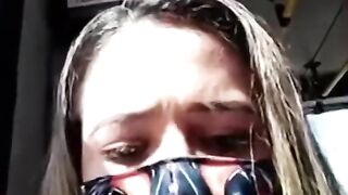 Spanish Babe Masturbating and Squirting on a Public Buss under Quarantine