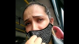 Sara Fun Showing her Boobs in Public Bus