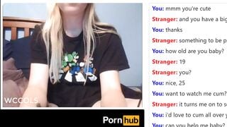 Blonde Teen Cums on Omegle Part 1 - (Part 2 in Private)