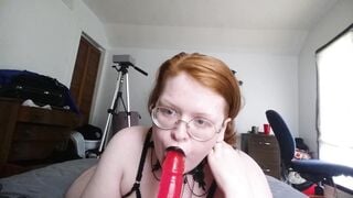 Pale Chubby Goth Girl Smears her Black Lipstick all over your Dick