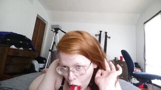 Pale Chubby Goth Girl Smears her Black Lipstick all over your Dick