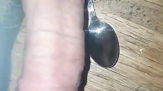Cock growing huge NO HANDS spoon SIZE