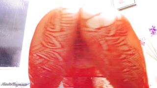 Big Butt Girl in Red Dress Passionate Fingering Pussy