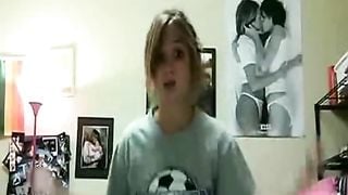 Naughty football fan in her room