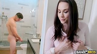 BANGBROS - Stepmom Chanel Preston Catches Son Jerking Off In Bathroom