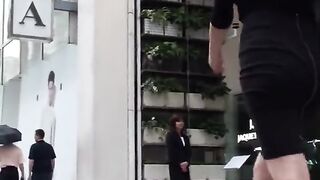 CANDID - way to Short Skirt Walk Behind, Butt Cheeks Woman Upskirt