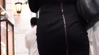 CANDID - way to Short Skirt Walk Behind, Butt Cheeks Woman Upskirt