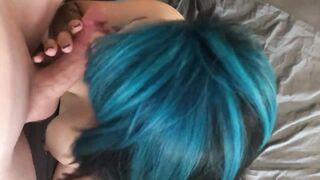 Slutty Submissive gives Owner Blowjob with Facial