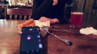 I took Control of my Stepsister's Vibrator in the Bar and Brought her to Orgasm.