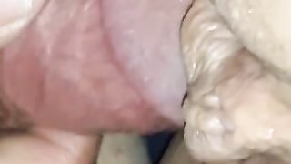 Move her thongs to the side so I can put my thick hard cock in her tight pu