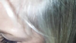 Dime Blonde Cougar Sucks my Small Cock while taking BBC