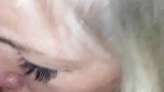 Dime Blonde Cougar Sucks my Small Cock while taking BBC