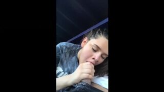Brunette Teen Secretly gives Blowjob in Car