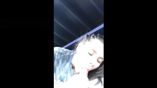 Brunette Teen Secretly gives Blowjob in Car