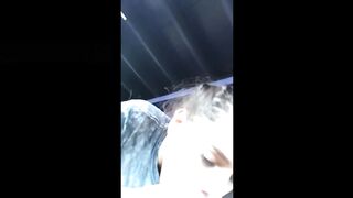 Brunette Teen Secretly gives Blowjob in Car