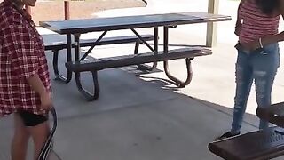 Mexican Girl gives her Friend a Spanking Bending over the Table