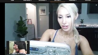 Hot Blonde Cam Girl actually Shocked by my Cock and needs to take a Pic and Vid to Show Friends