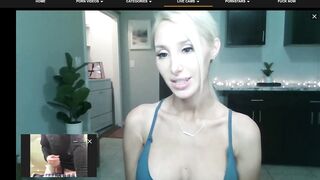 Hot Blonde Cam Girl actually Shocked by my Cock and needs to take a Pic and Vid to Show Friends