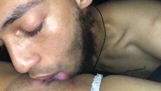 Black Guy Eats Asian Girl’s Sweet Tight Pussy