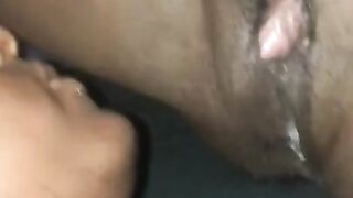 SUCKING ON MY WIFES BIG CLIT