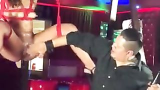 Black BDSM Chick Squirts all over the Floor