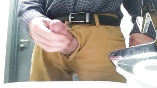 Little cock daddy wank at work with big cum spurt 2