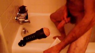 Fucking my Fleshlight mounted to tub