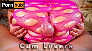 I Jerk off a Guy with my Huge Natural Tits in Oil, we Love Titfuck and Cum on Tits