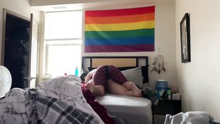 Fucking Girlfriend while Roommate is Home. Real Lesbian Couple